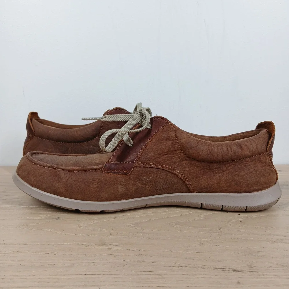 Clarks Bradley Free Loafers Men's 10.5 Brown Leather Lace Up Comfort